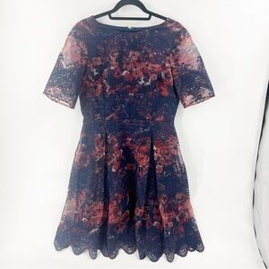 ✅ Katherine Kelly Special Occasion Blue Embroidered Thread Fitted Dress‎ Size 10